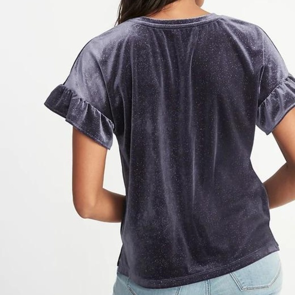 Old Navy Glitter-Velvet Ruffle-Sleeve Top - Picture 2 of 5